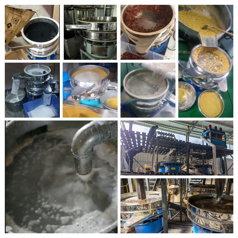 圓形振動(dòng)篩適用行業(yè)：食品，陶瓷，醫(yī)藥，冶金，化工等行業(yè)。