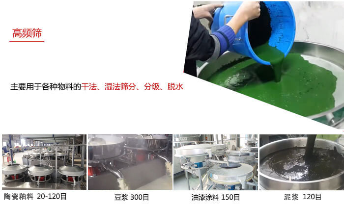 用于各種物料的干法，濕法，分級，脫水等功能