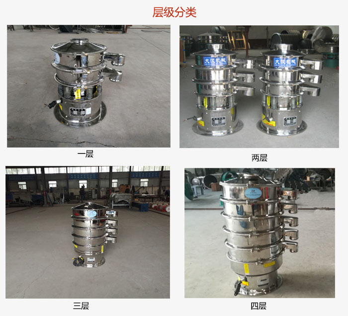 小型不銹鋼振動(dòng)篩層級(jí)展示：一層，兩層，三層，四層等。