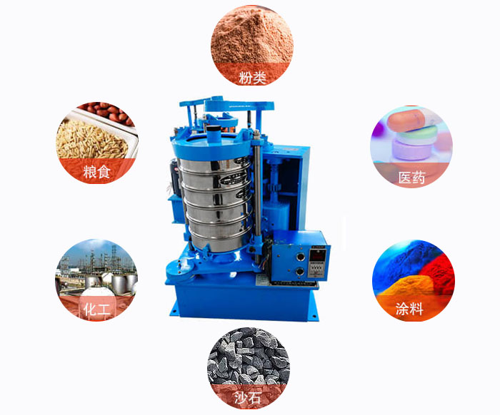 拍擊式標(biāo)準(zhǔn)振篩機(jī)適用范圍：粉狀，醫(yī)藥，糧食，石沙，化工，涂料等
