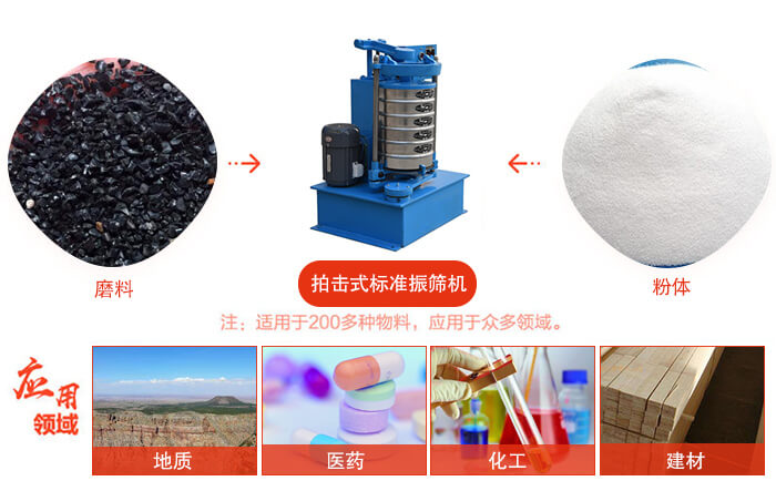 拍擊篩適用于多種物料顆粒狀，粉狀，不規(guī)則物料的篩分。